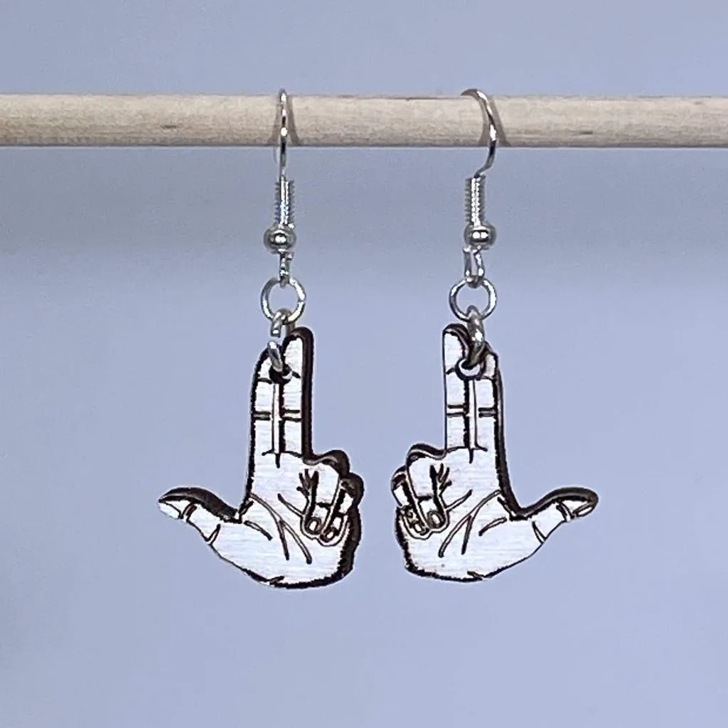 Double Finger Gun Wooden Dangle Earrings by Cate's Concepts, LLC