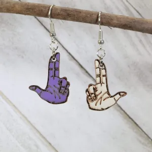 Double Finger Gun Wooden Dangle Earrings by Cate's Concepts, LLC