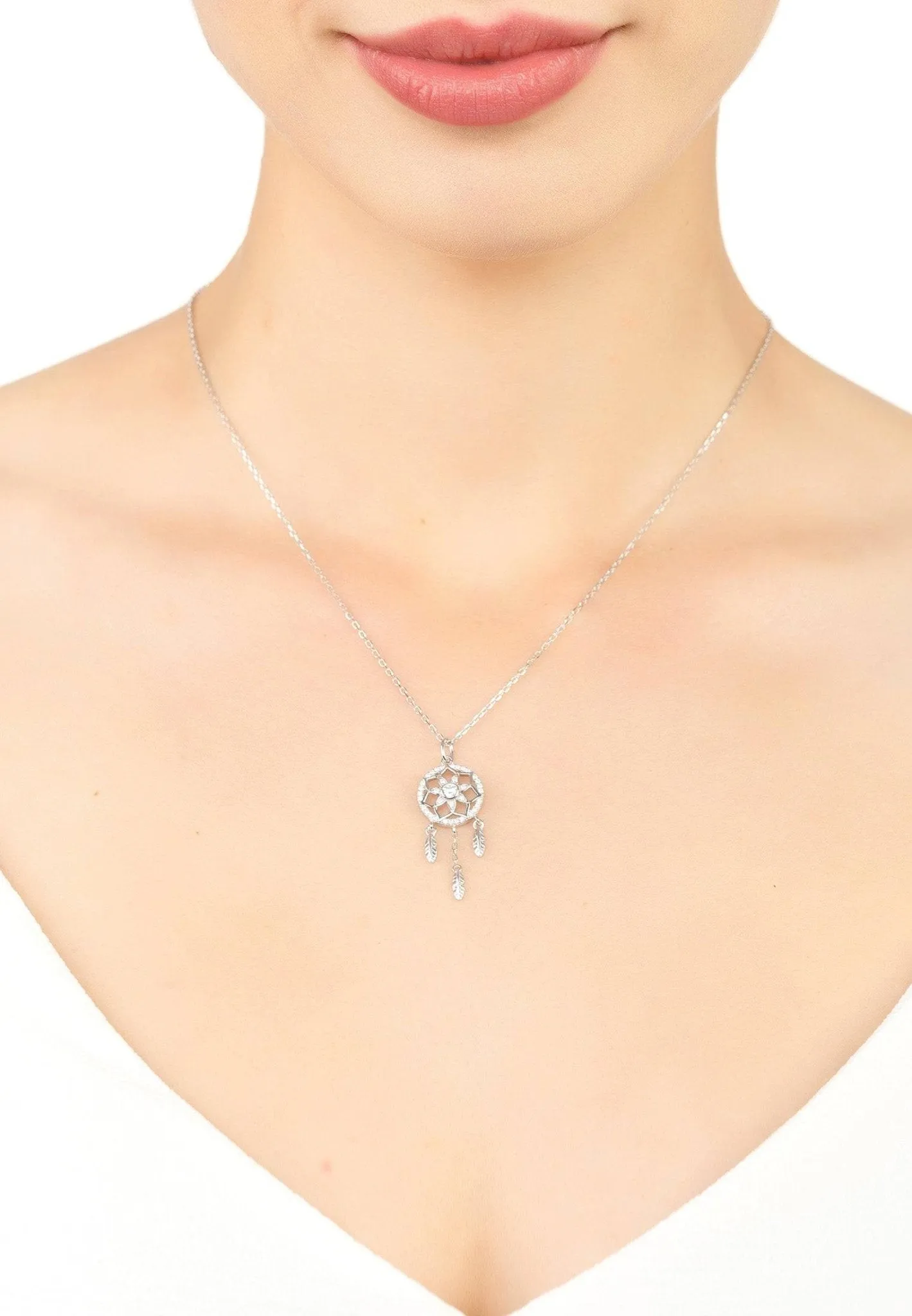 Dreamcatcher Necklace Silver