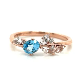 Earth Grown Blue & White Topaz with Diamond in 10ct Rose Gold