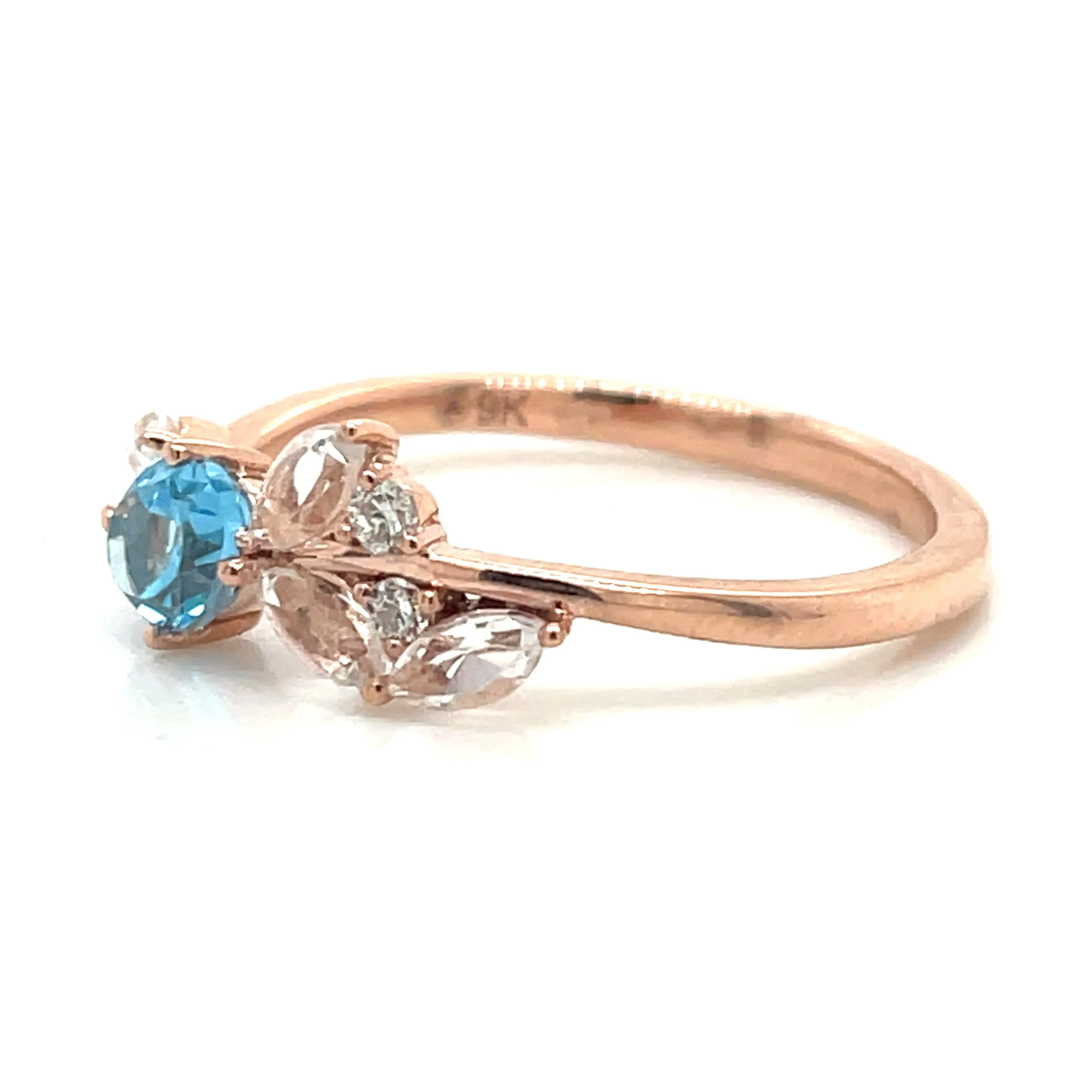 Earth Grown Blue & White Topaz with Diamond in 10ct Rose Gold