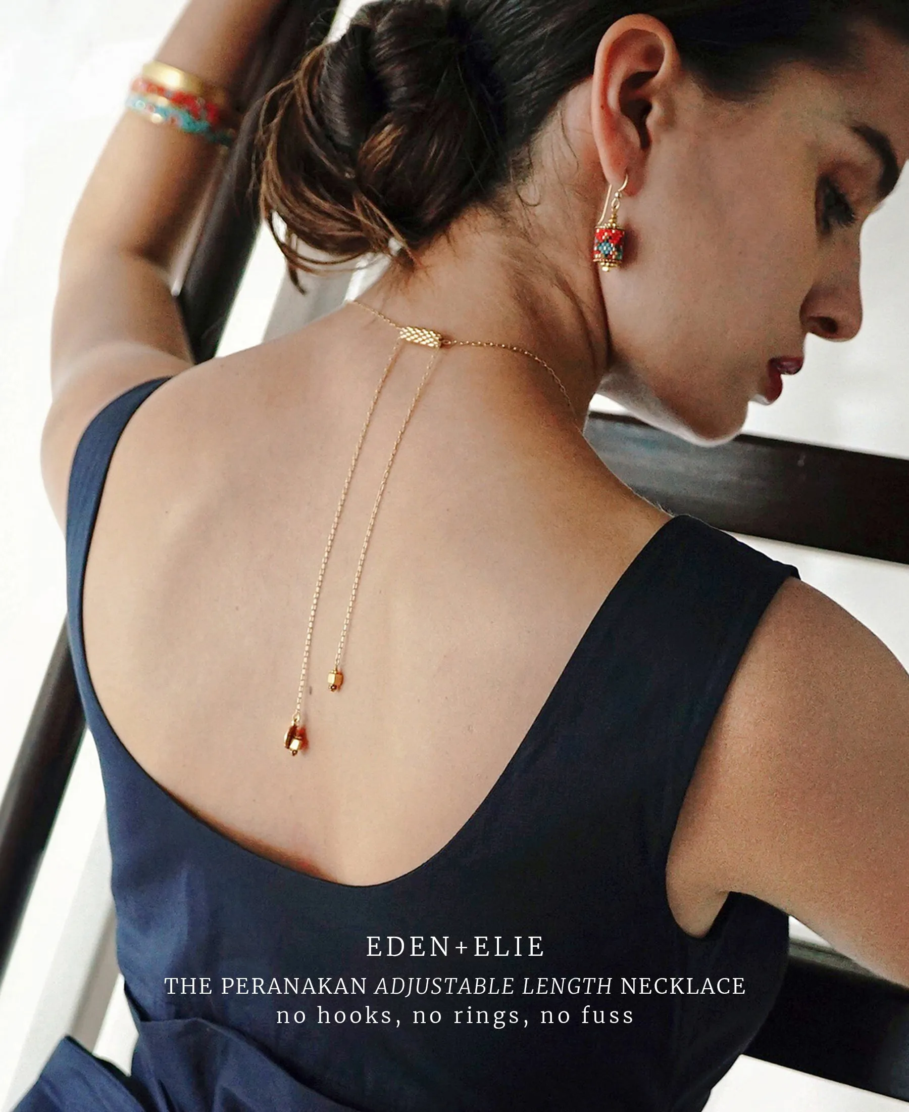 EDEN   ELIE Modern Peranakan adjustable length necklace   bangle gift set - emerald