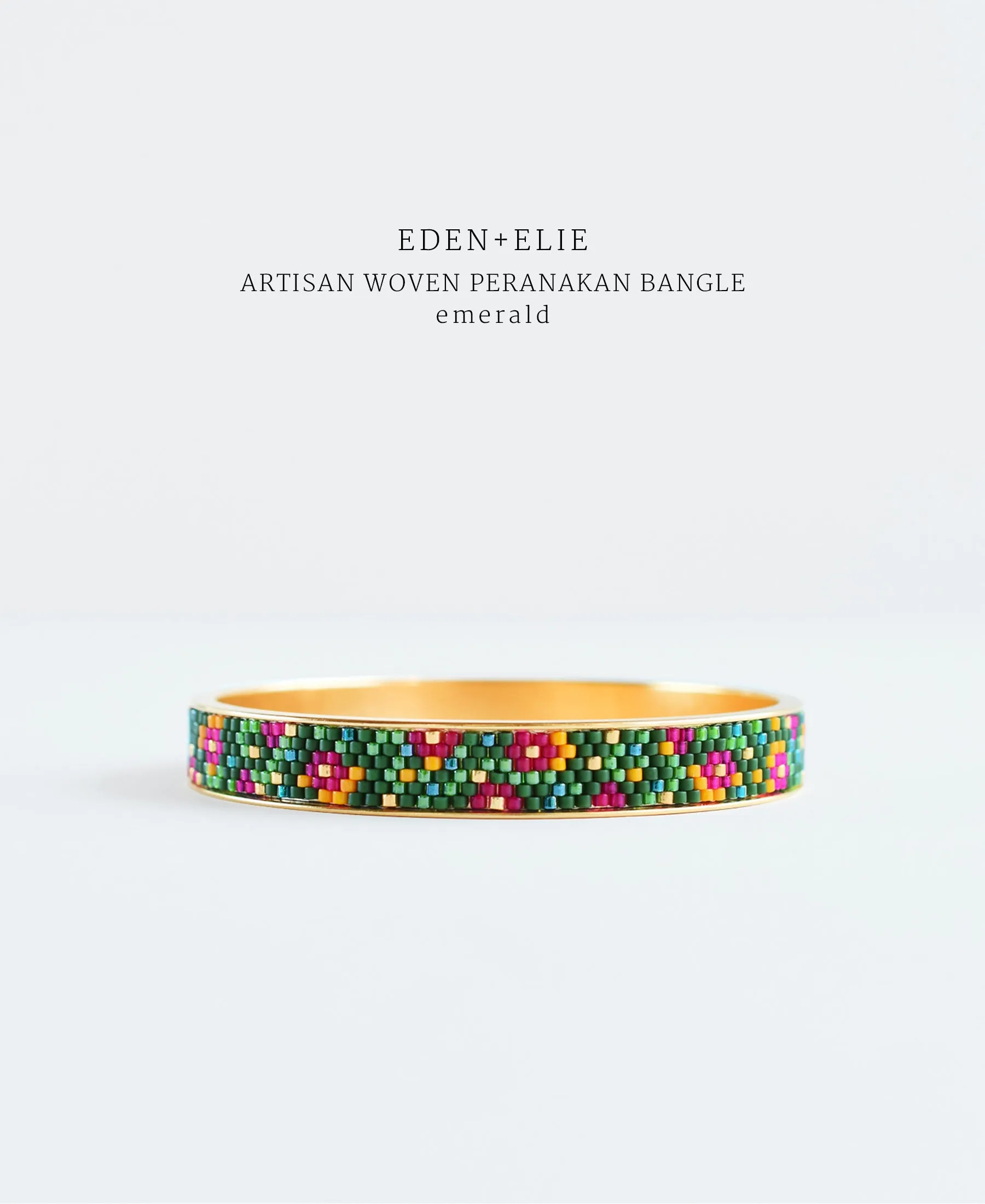 EDEN   ELIE Modern Peranakan adjustable length necklace   bangle gift set - emerald