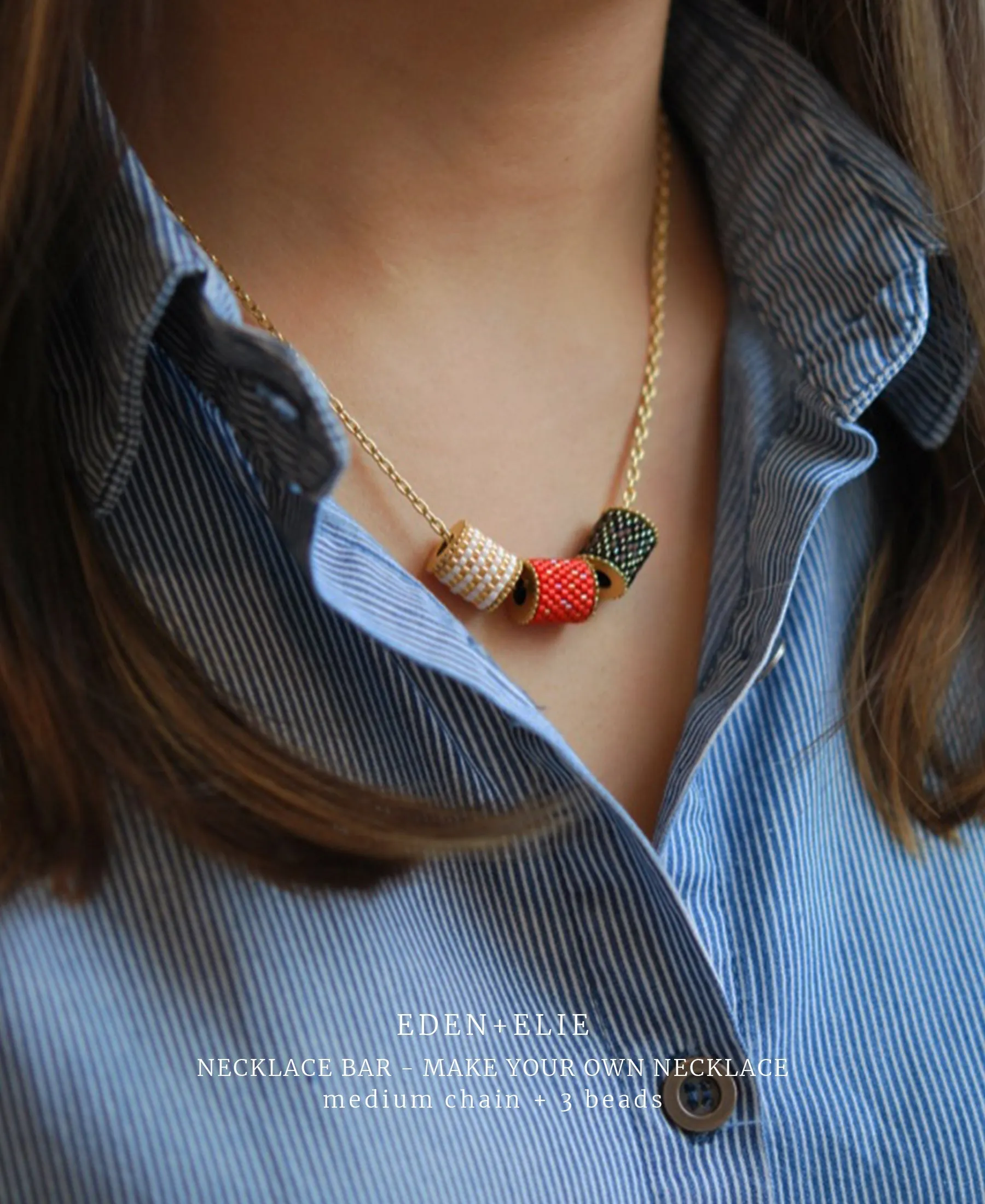 EDEN   ELIE Single bead with chain - Emerald Green