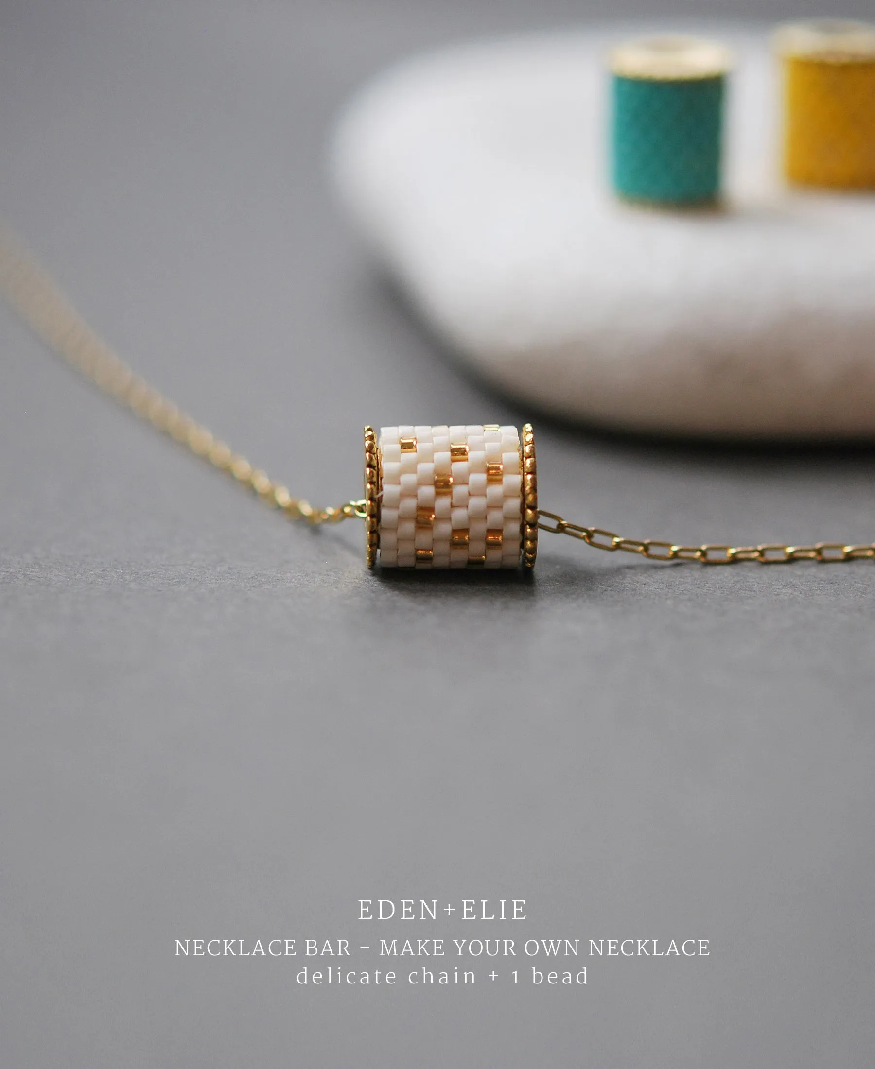 EDEN   ELIE Single bead with chain - Emerald Green