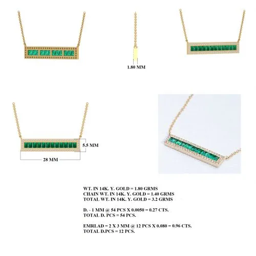 Emerald Baguette Necklace