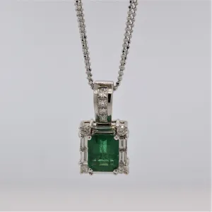 Emerald Diamond Gold Frame Pendant