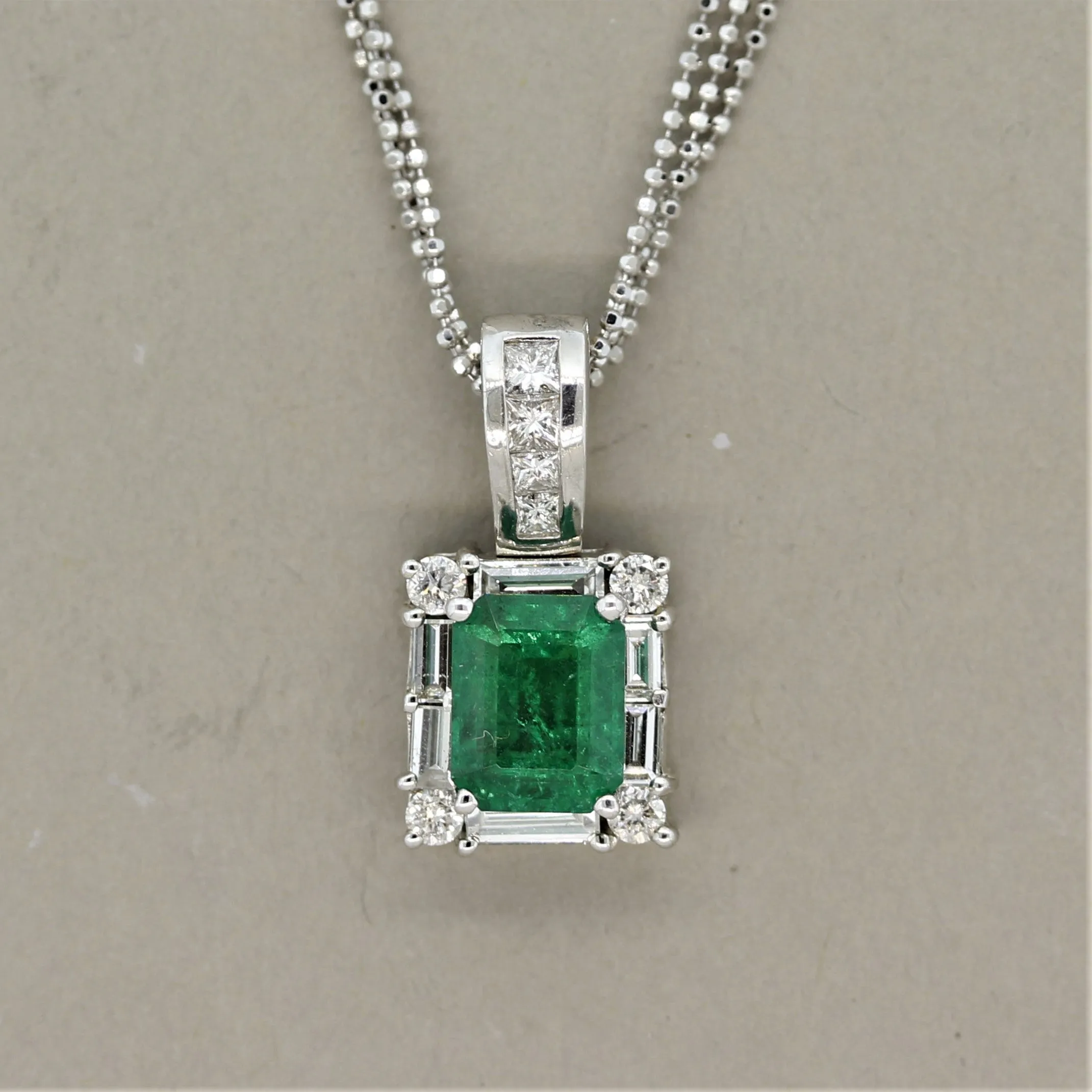 Emerald Diamond Gold Frame Pendant