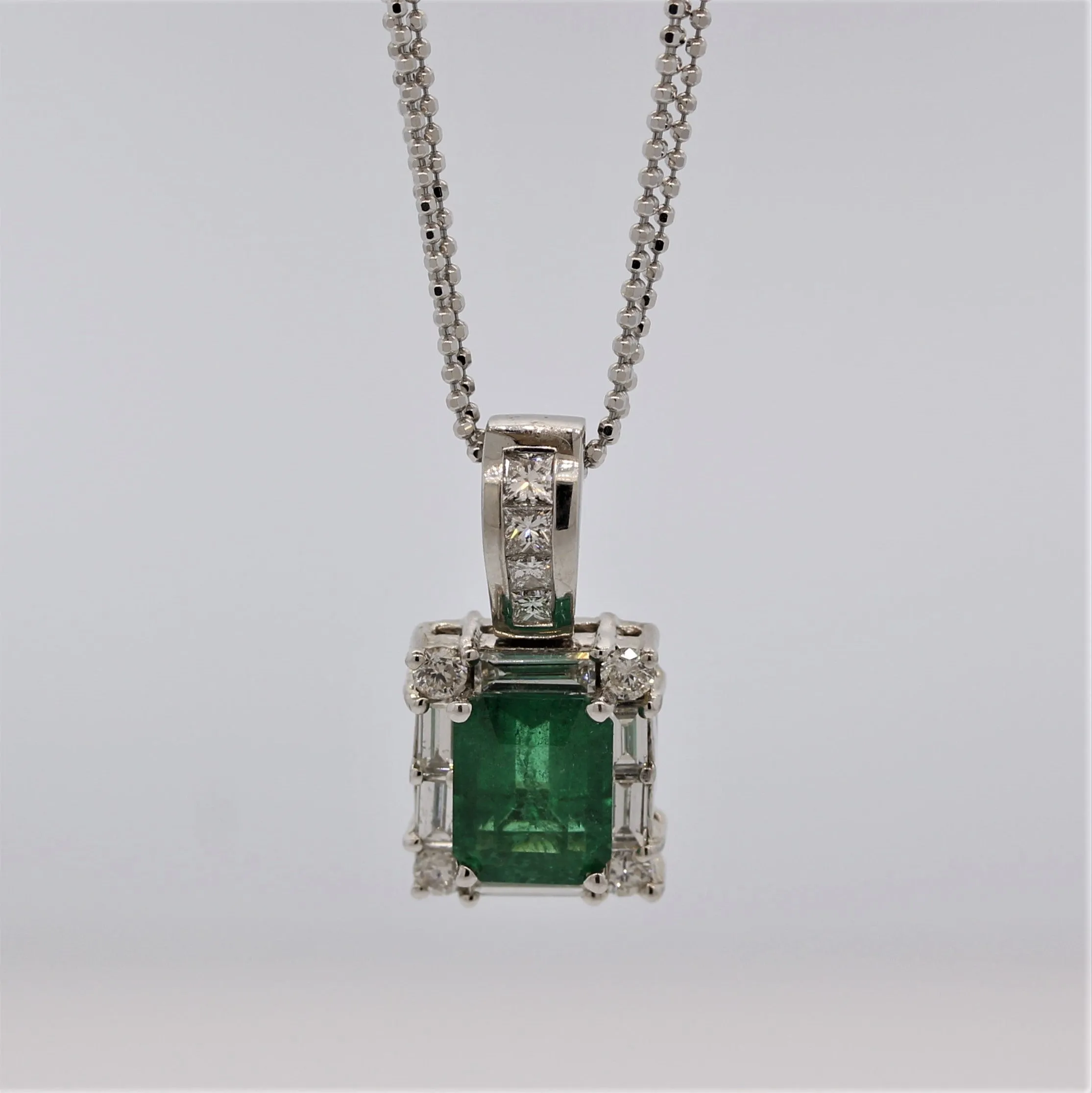 Emerald Diamond Gold Frame Pendant