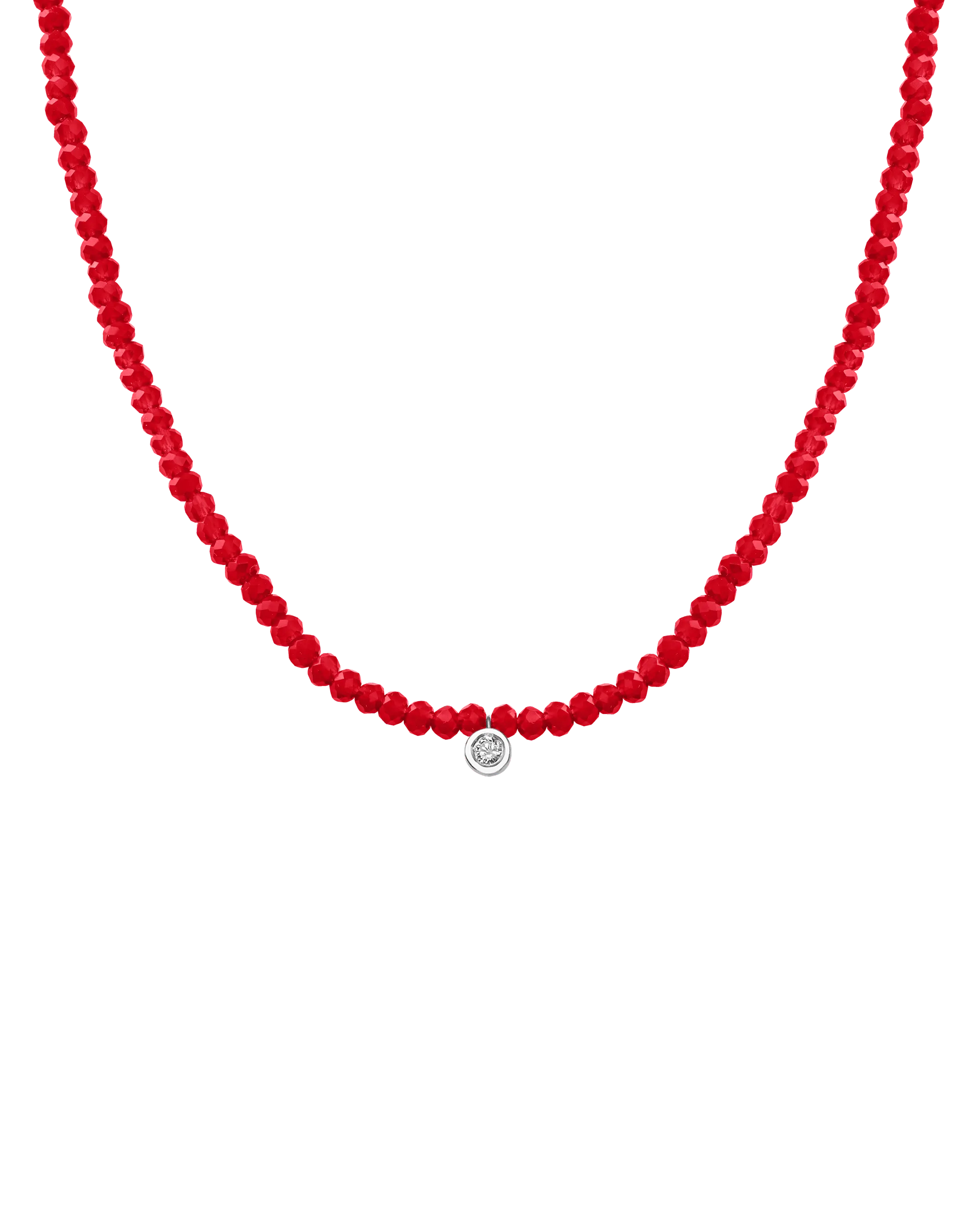 Emerald Gemstone & Diamond Necklace - 14K White Gold