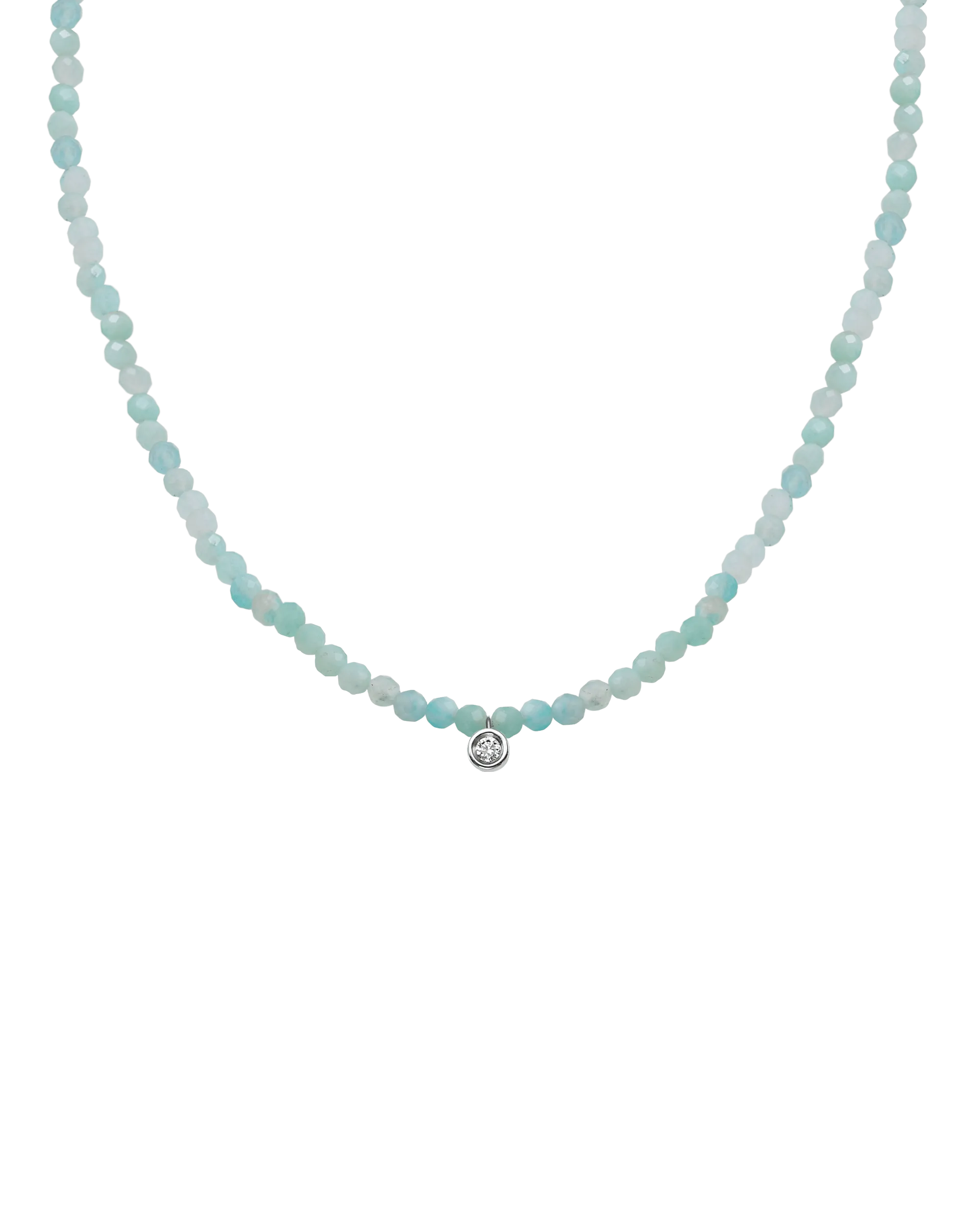 Emerald Gemstone & Diamond Necklace - 14K White Gold