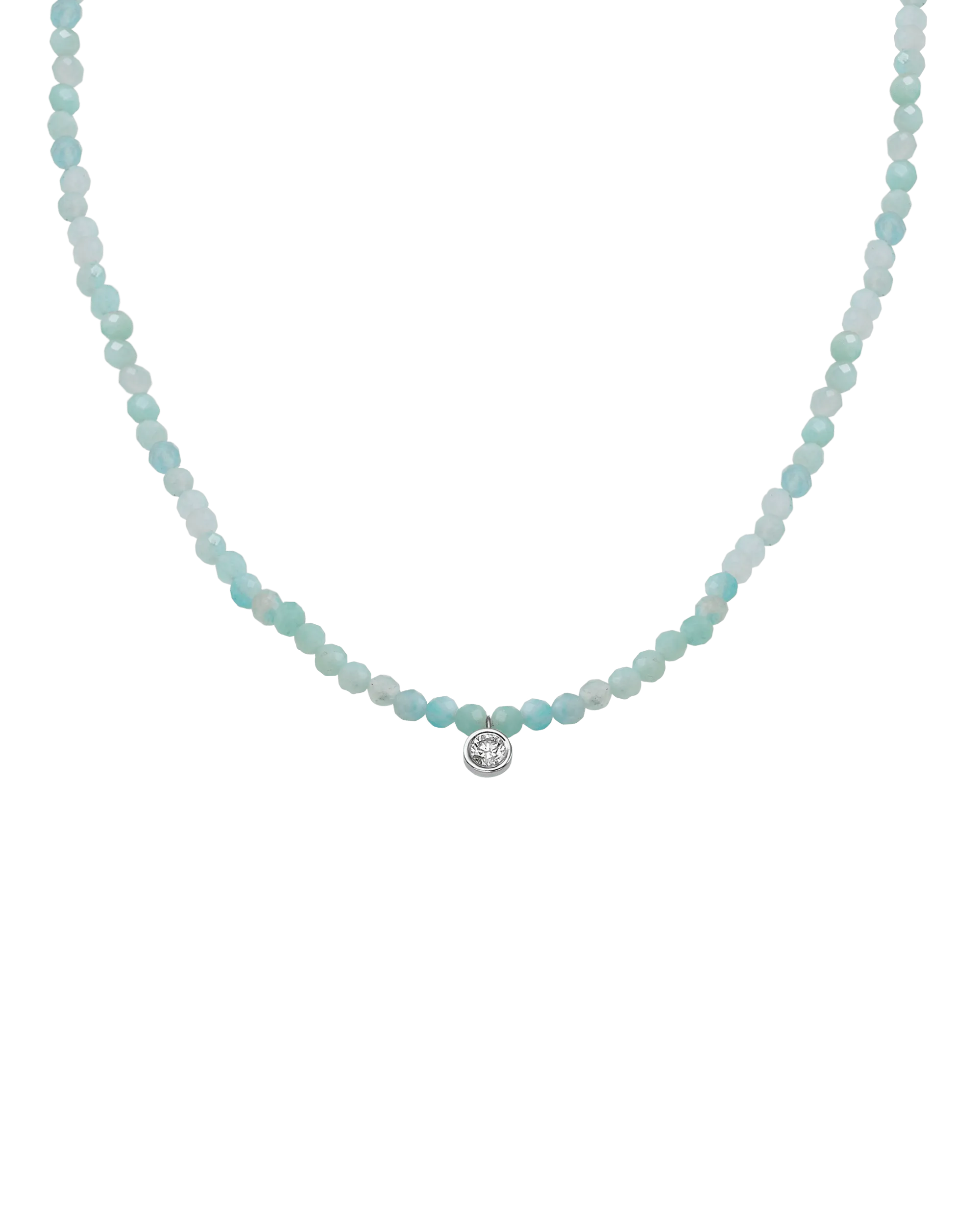 Emerald Gemstone & Diamond Necklace - 14K White Gold