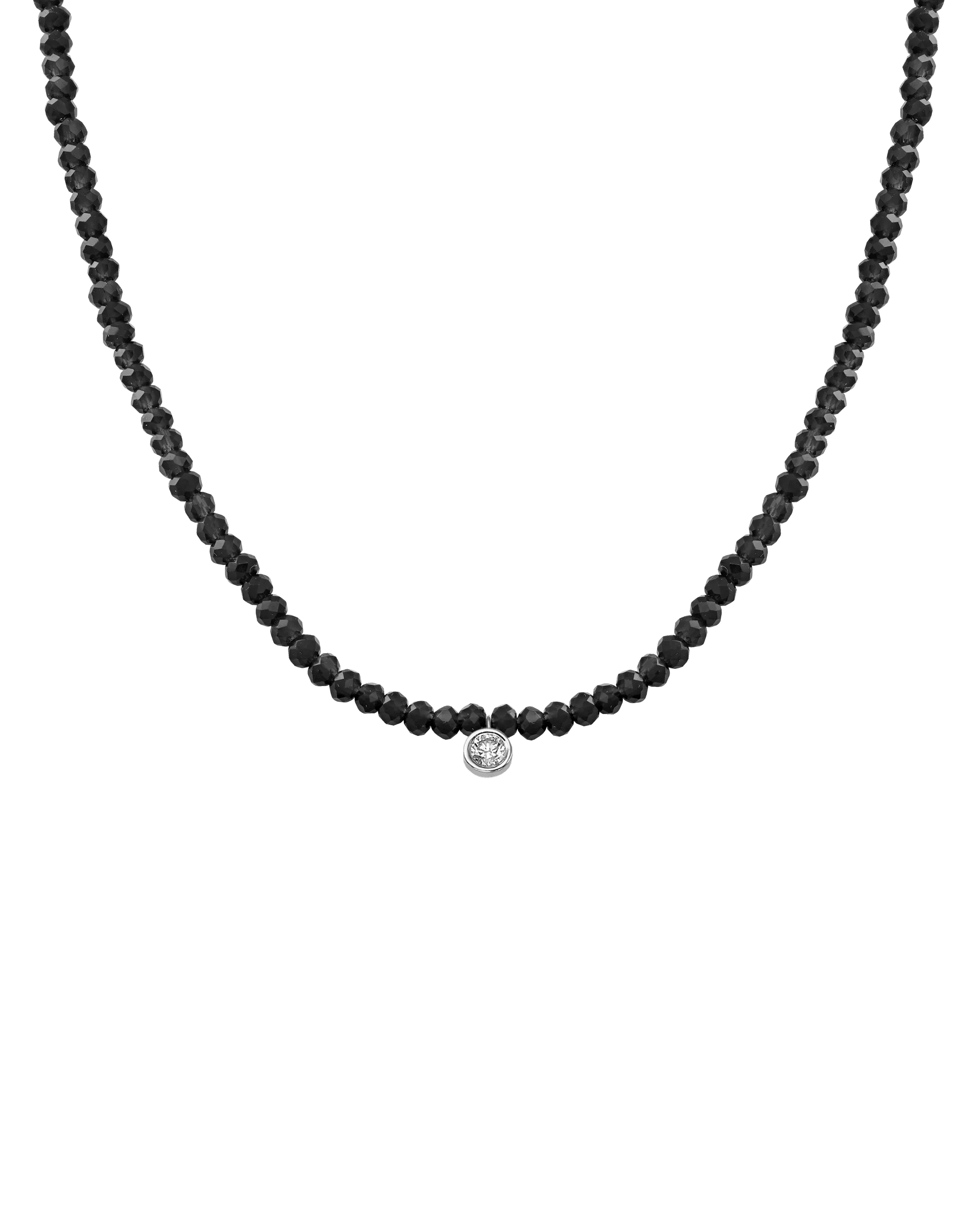 Emerald Gemstone & Diamond Necklace - 14K White Gold