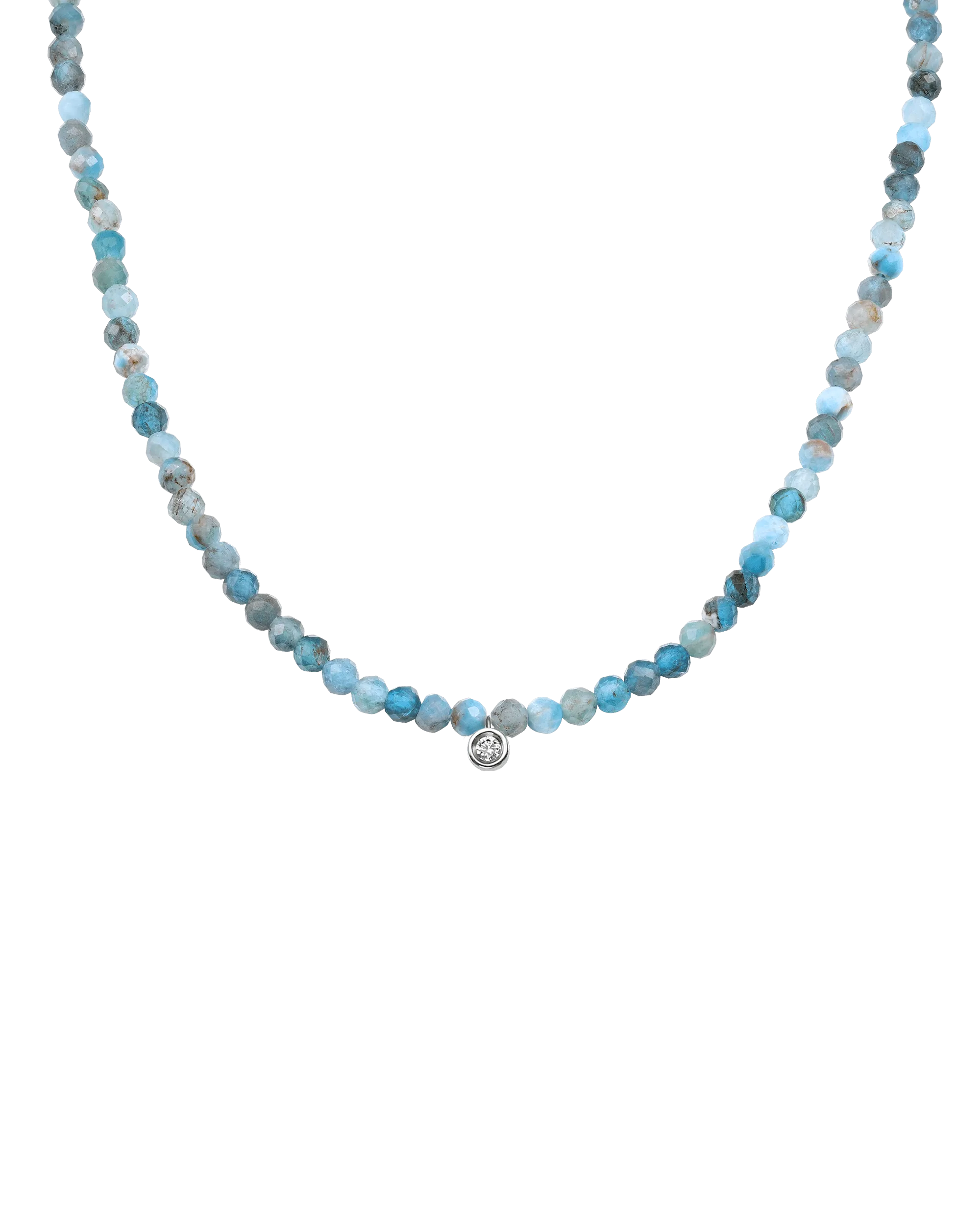 Emerald Gemstone & Diamond Necklace - 14K White Gold