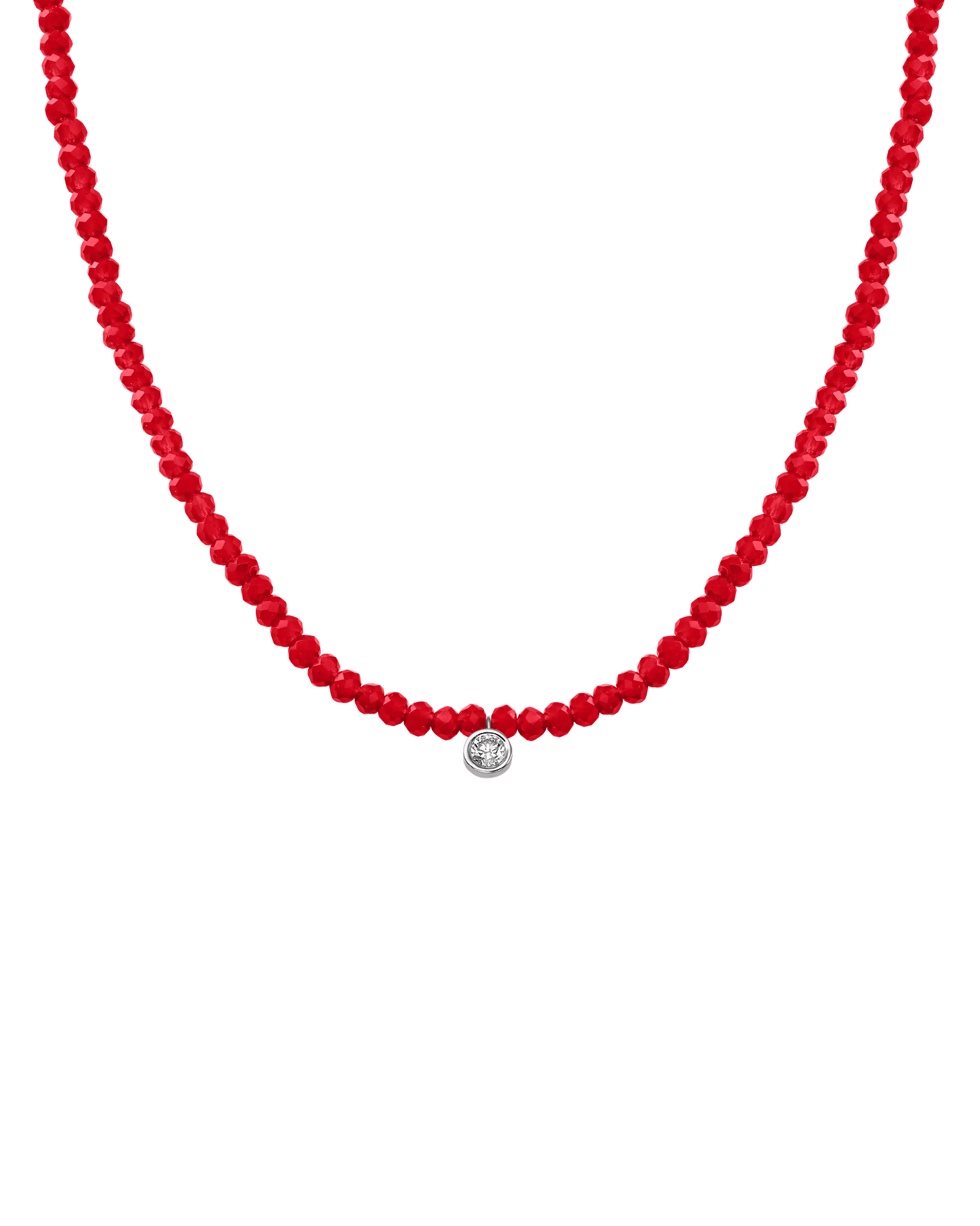 Emerald Gemstone & Diamond Necklace - 14K White Gold