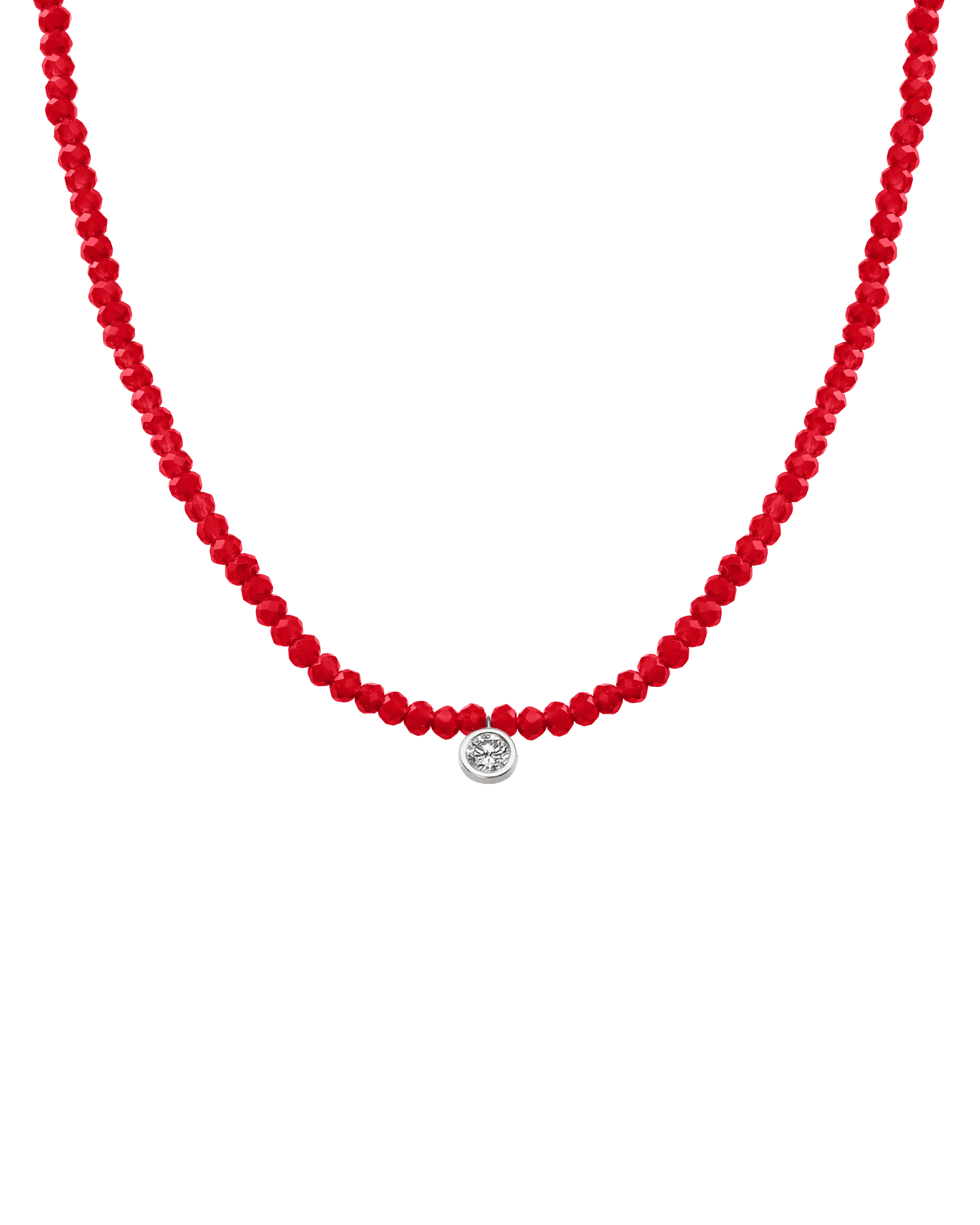 Emerald Gemstone & Diamond Necklace - 14K White Gold