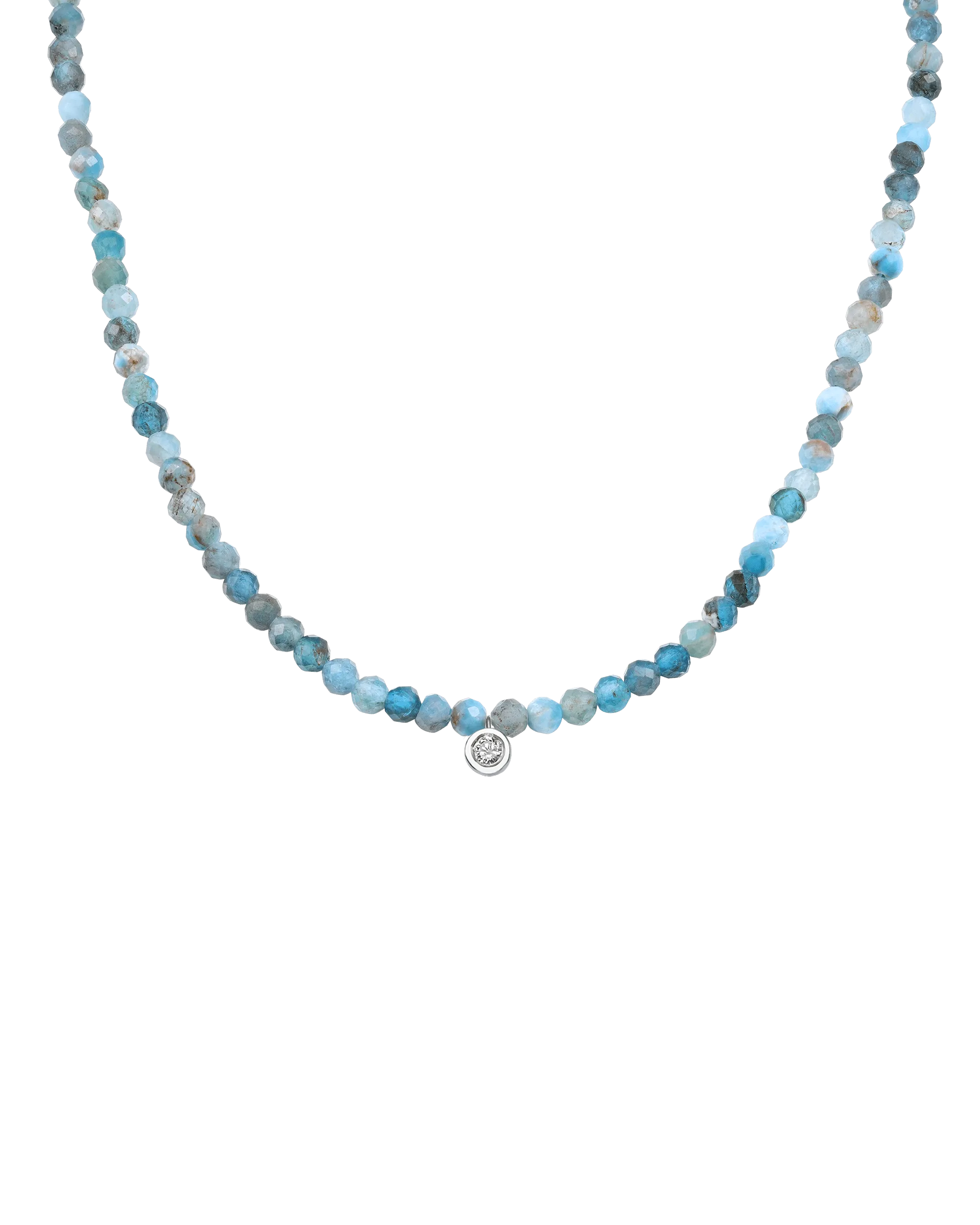 Emerald Gemstone & Diamond Necklace - 14K White Gold