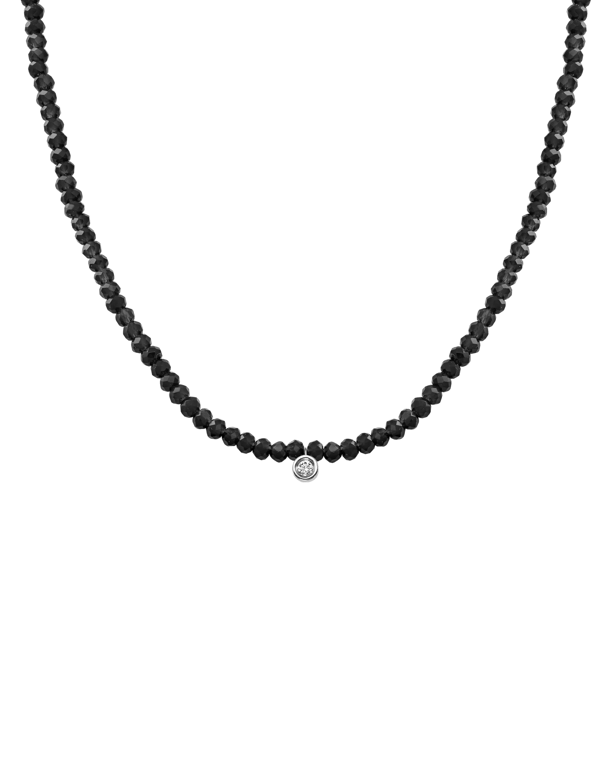 Emerald Gemstone & Diamond Necklace - 14K White Gold