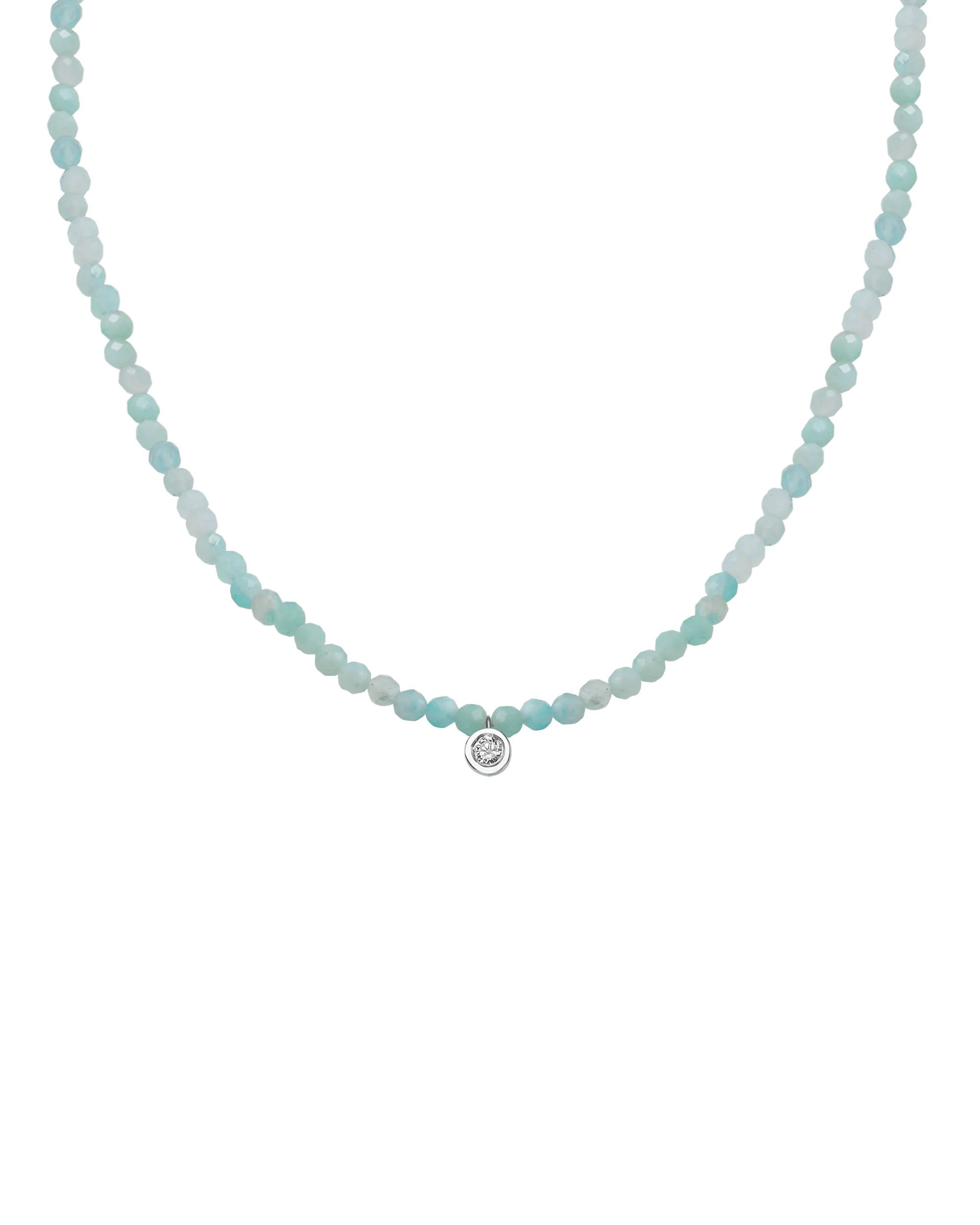 Emerald Gemstone & Diamond Necklace - 14K White Gold
