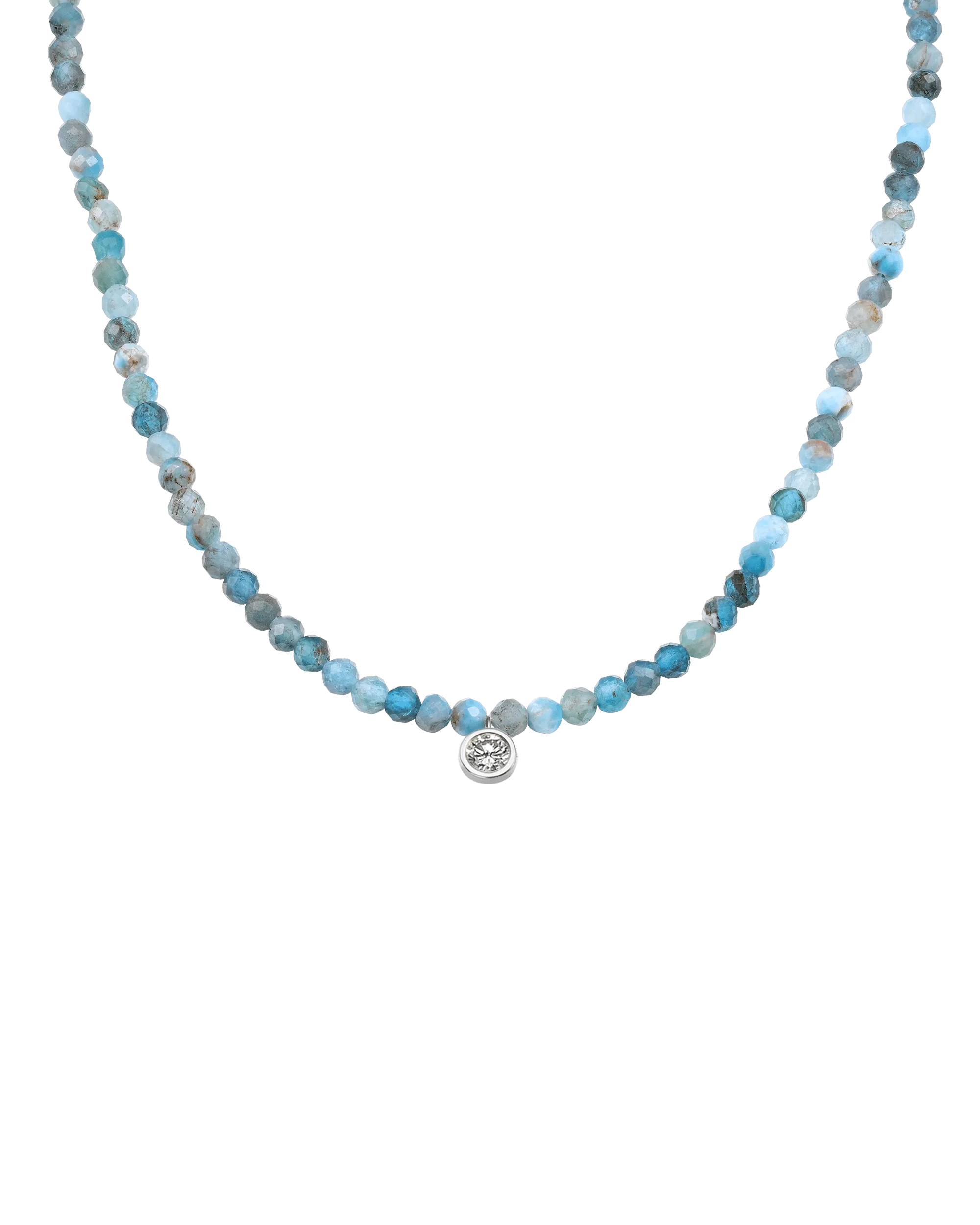 Emerald Gemstone & Diamond Necklace - 14K White Gold