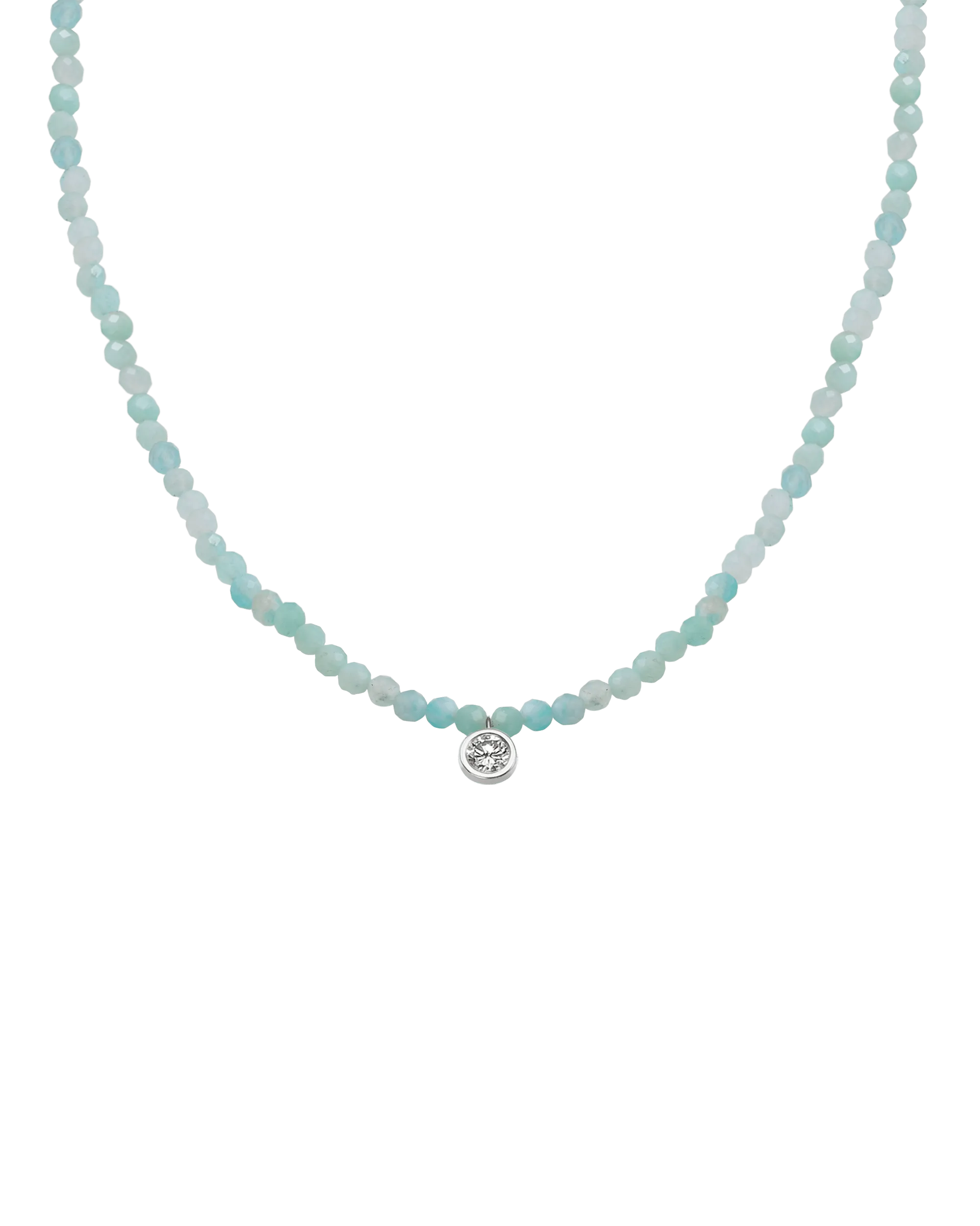 Emerald Gemstone & Diamond Necklace - 14K White Gold