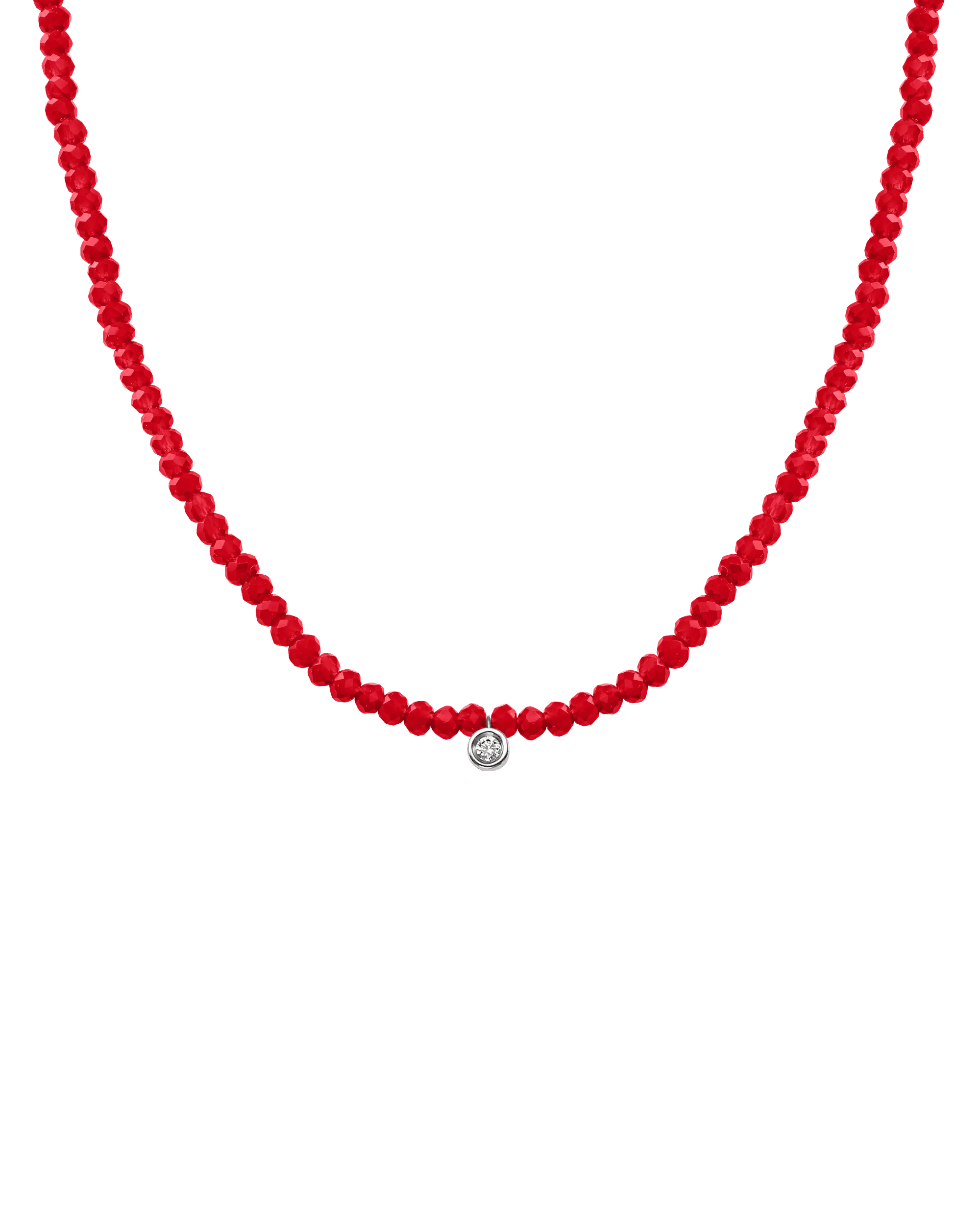 Emerald Gemstone & Diamond Necklace - 14K White Gold
