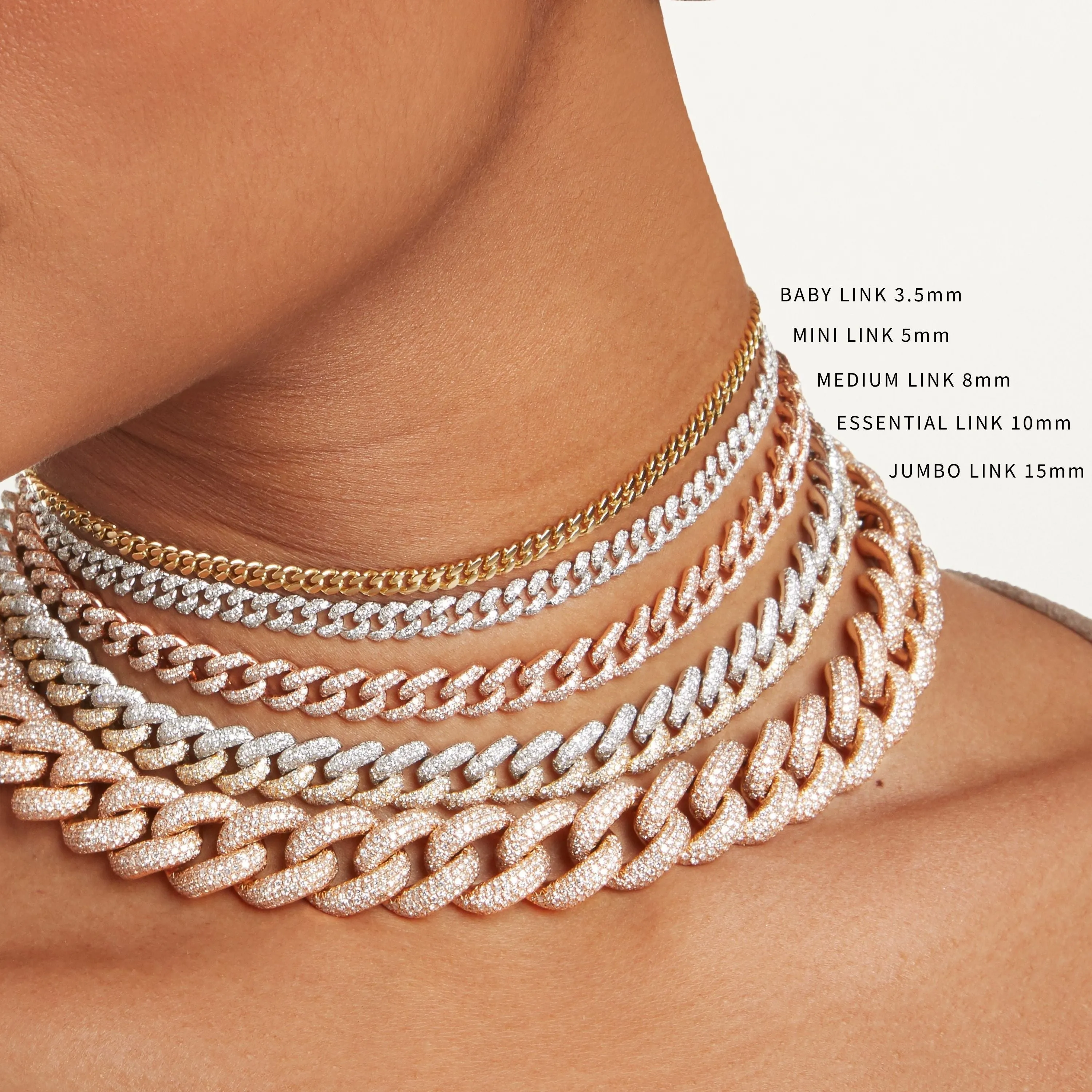 EMERALD SOLITAIRE PAVE GEO LINK NECKLACE