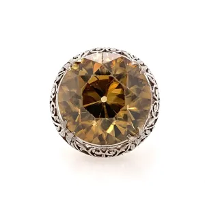 Estate White Gold Golden Zircon Ring