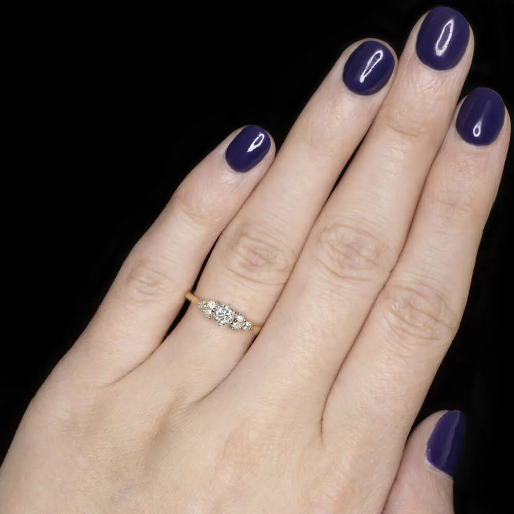 F-G VS2-SI1 DIAMOND ENGAGEMENT RING ROUND CLUSTER YELLOW GOLD NATURAL COCKTAIL
