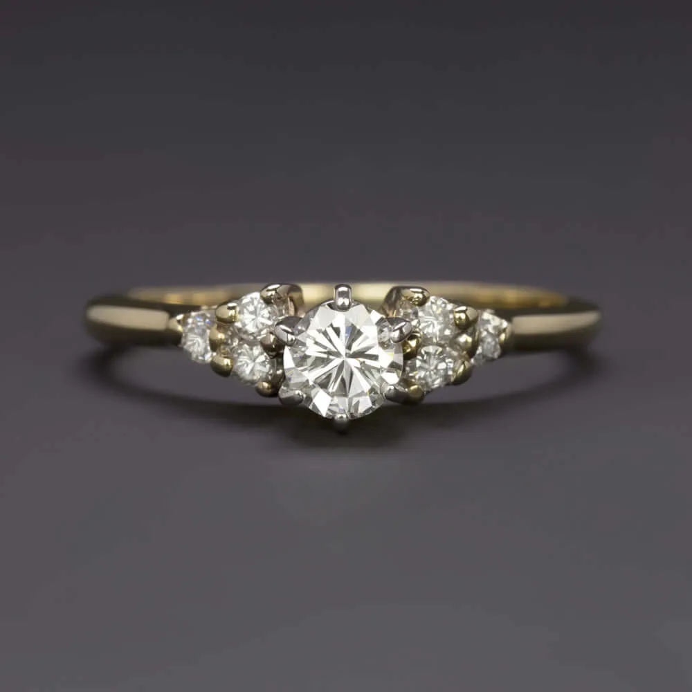 F-G VS2-SI1 DIAMOND ENGAGEMENT RING ROUND CLUSTER YELLOW GOLD NATURAL COCKTAIL