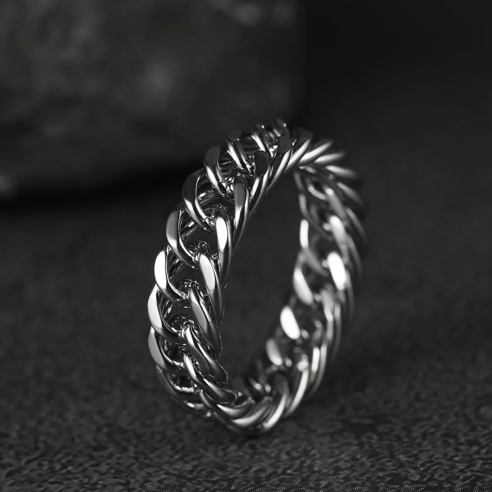 Fashion Cuban Chain Stainless Steel Ring for Men