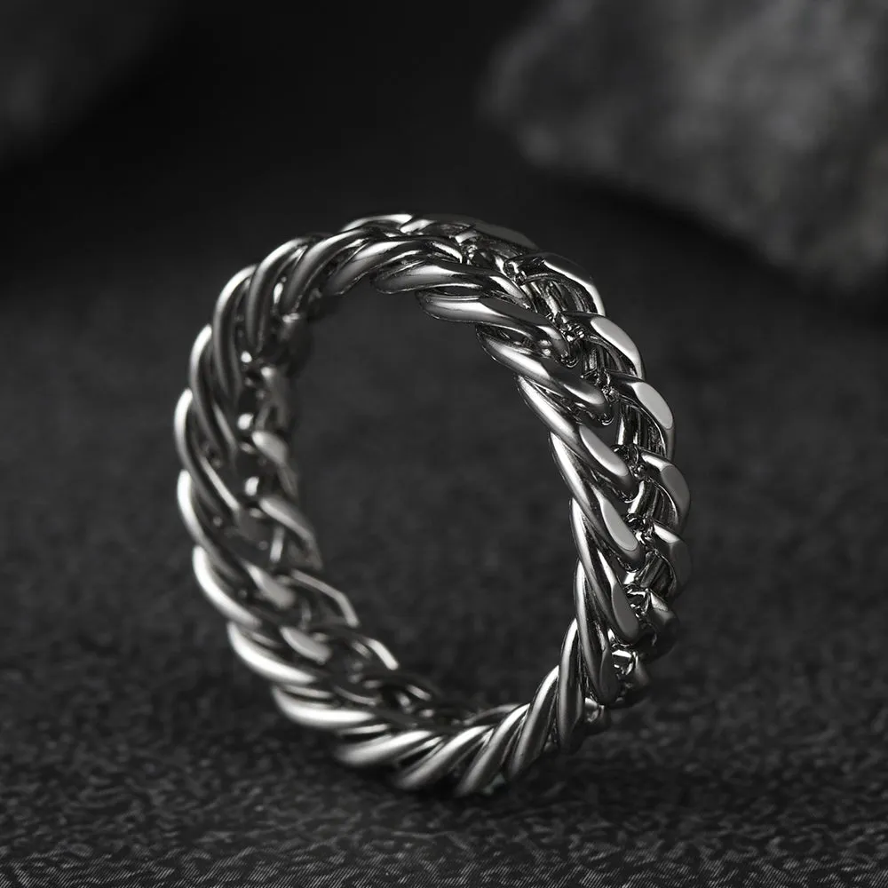 Fashion Cuban Chain Stainless Steel Ring for Men