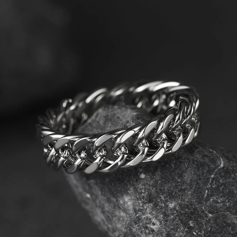 Fashion Cuban Chain Stainless Steel Ring for Men