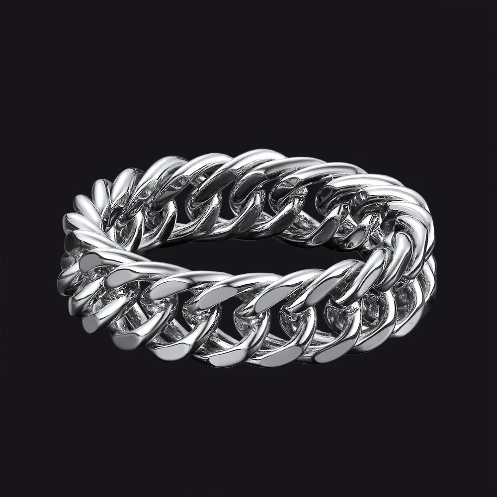 Fashion Cuban Chain Stainless Steel Ring for Men