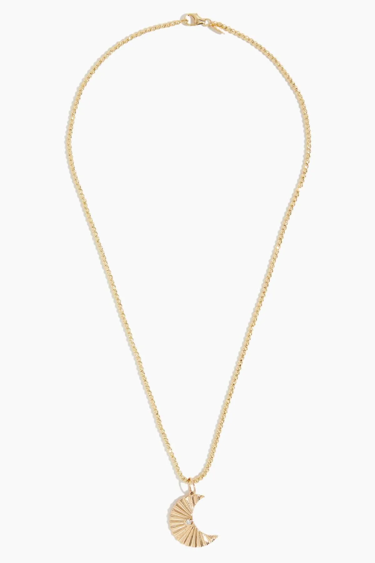 Fluted Moon Pendant in 14k Yellow Gold