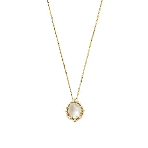 French Retro Moonstone & Zircon Necklace