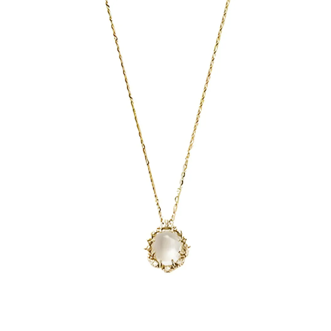 French Retro Moonstone & Zircon Necklace