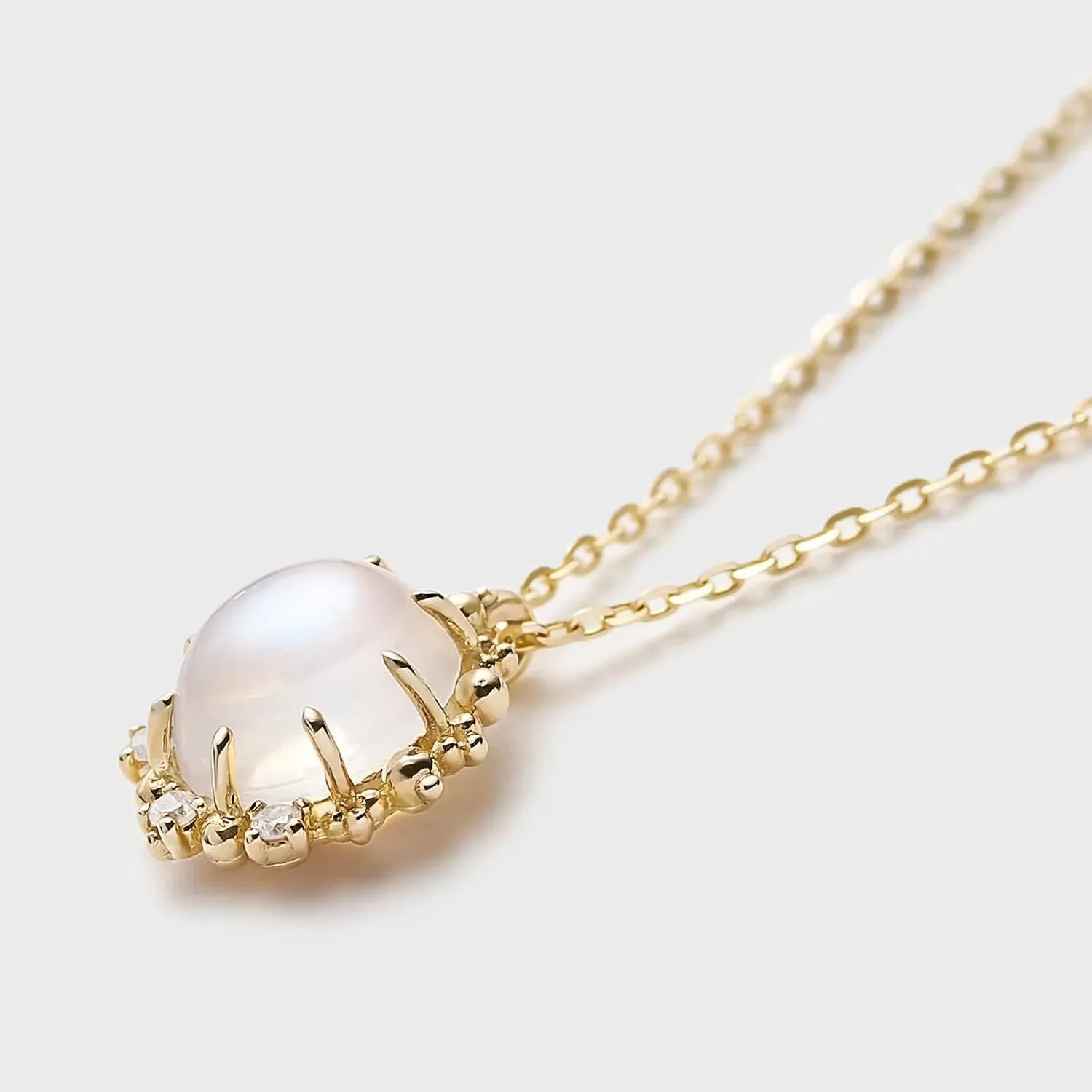 French Retro Moonstone & Zircon Necklace