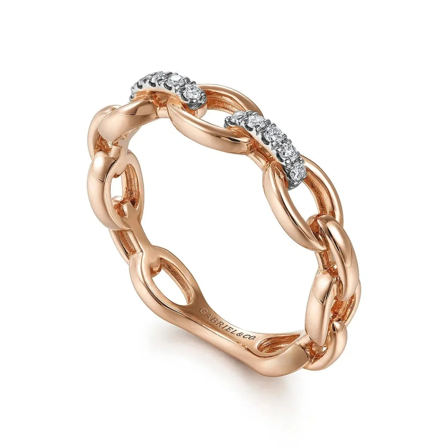 Gabriel & Co. Oval Chain Link Diamond Stackable Ring