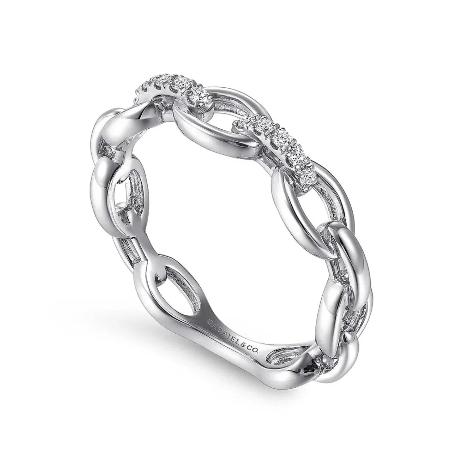 Gabriel & Co. Oval Chain Link Diamond Stackable Ring