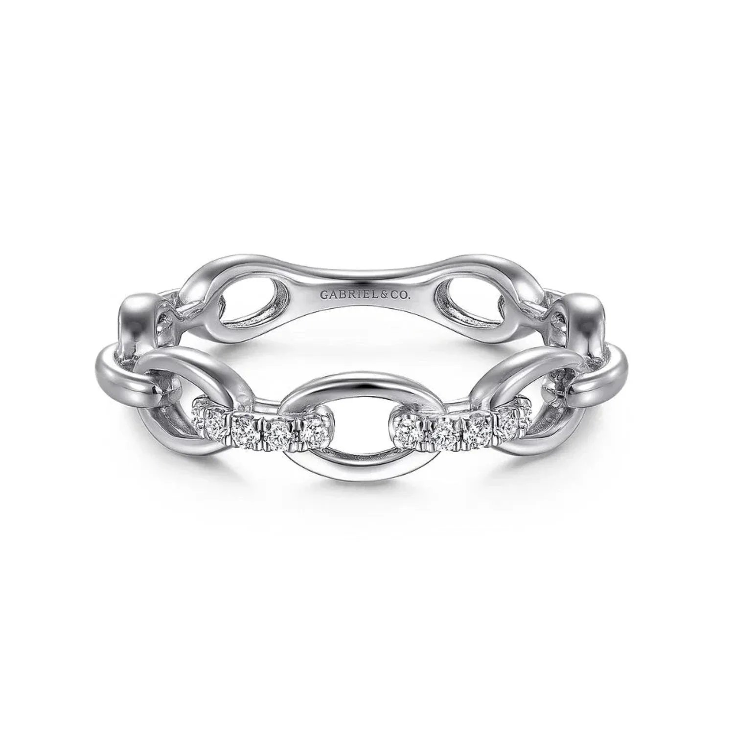 Gabriel & Co. Oval Chain Link Diamond Stackable Ring