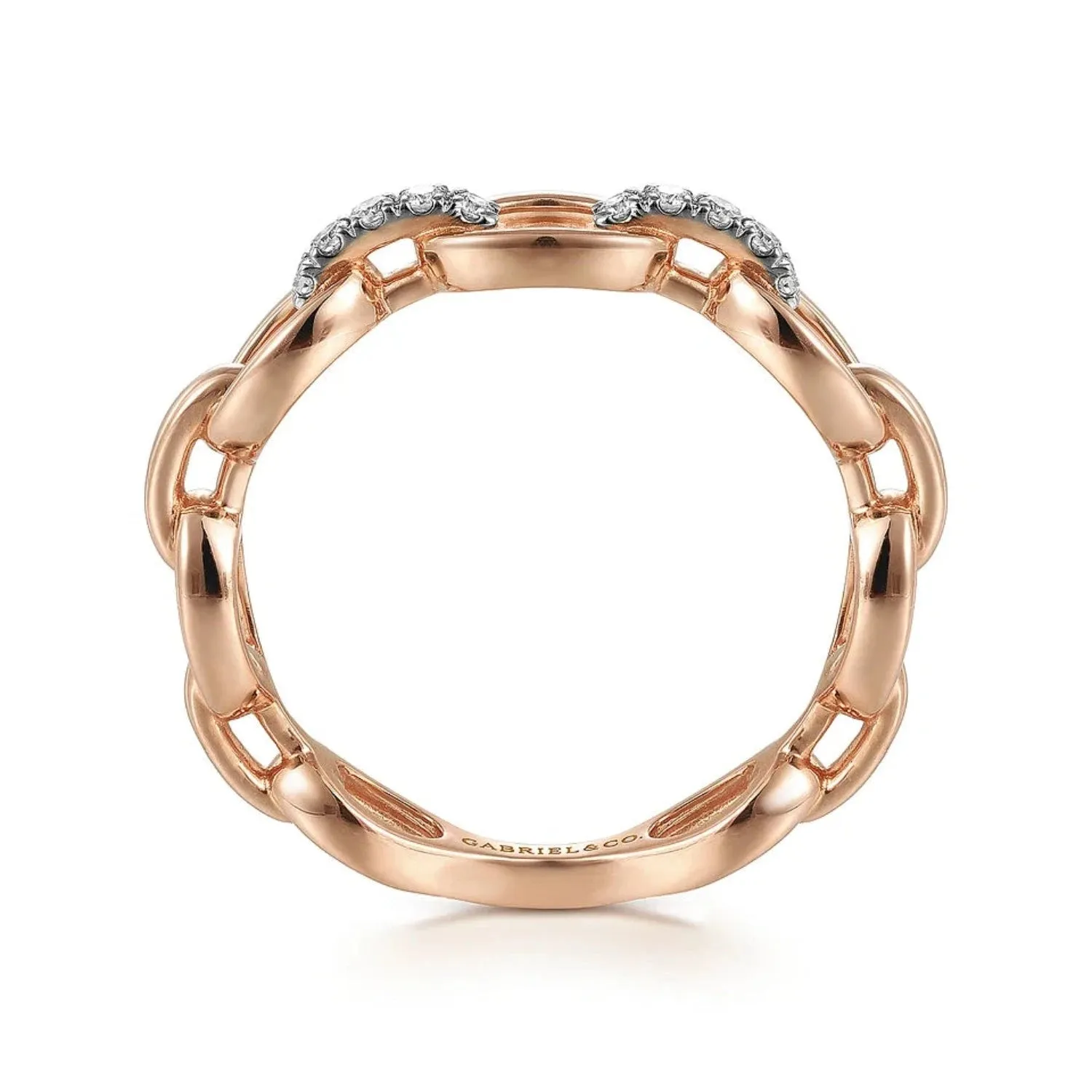 Gabriel & Co. Oval Chain Link Diamond Stackable Ring