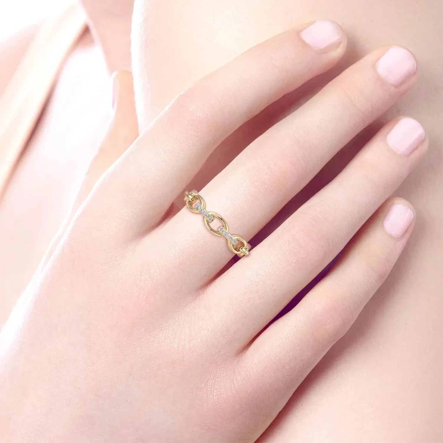 Gabriel & Co. Oval Chain Link Diamond Stackable Ring