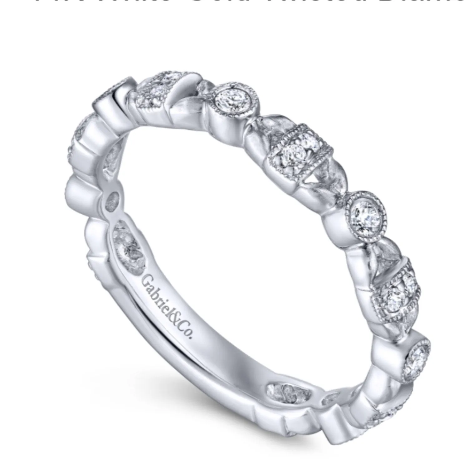 Gabriel & Co. Vintage Style Stackable Diamond Band