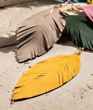 Genuine Leather Leaf Earrings