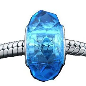Glass Faceted Style Beads for Snake Chain Charm Bracelet (Aquamarine)