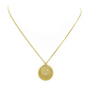 Gold Cubic Zirconia Round Moon Pendant Necklace