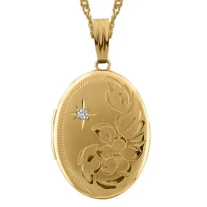 Gold Diamond Oval Locket