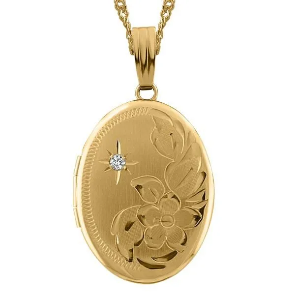 Gold Diamond Oval Locket