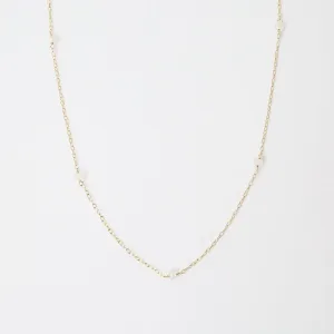 Gold Filled Chain with 5 Moonstone Gemstone Station Necklace